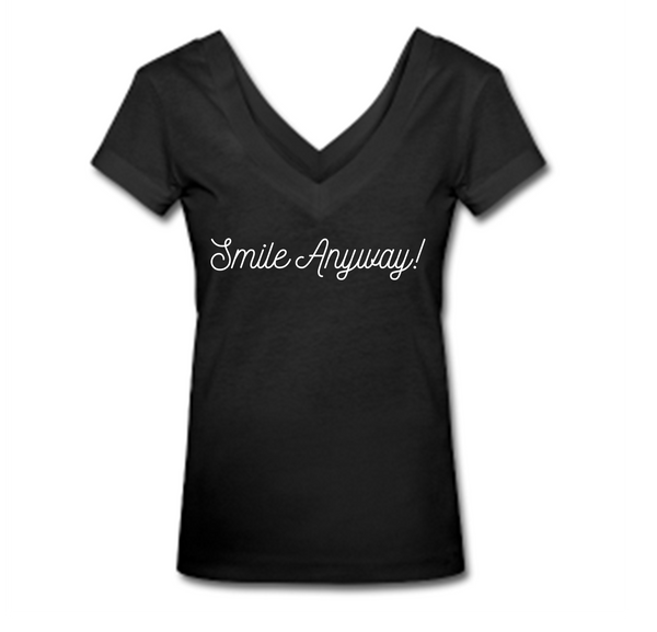 Smile Anyway Black v-neck Tee